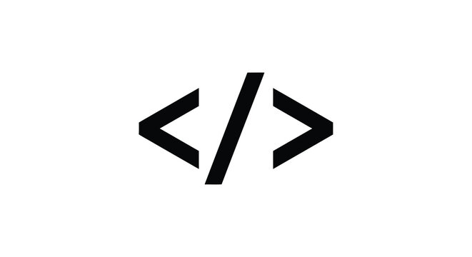Code bracket icon on a white background represents programming symbols