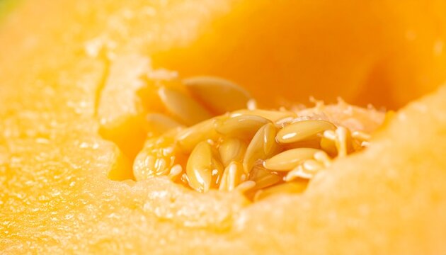 Cantaloupe Honeydew Melon Seeds Macro Photo