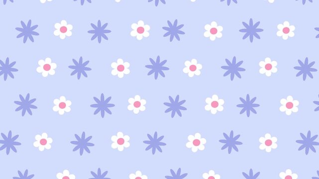 Seamless floral pattern moving horizontally in pastel colors
