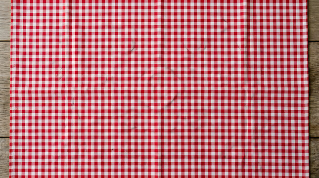 Red and white checkered pattern fabric texture for picnic tablecloth design