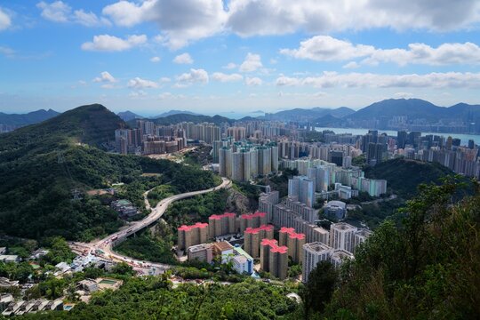 Shun Lee and Sau Mau Ping neighborhoods in Kwun Tong District of Kowloon, Hong Kong. Housing estates in Hong Kong.