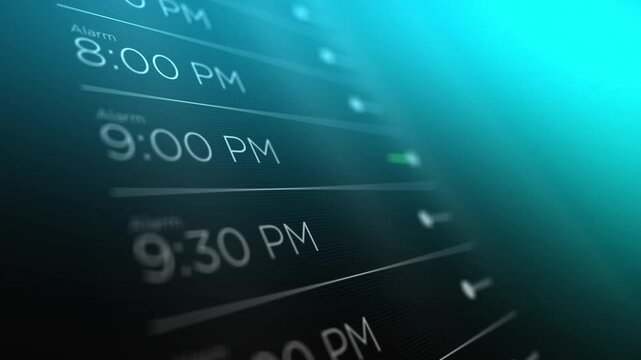 Generic Phone App Screen with Alarms Set for Evening Alarms