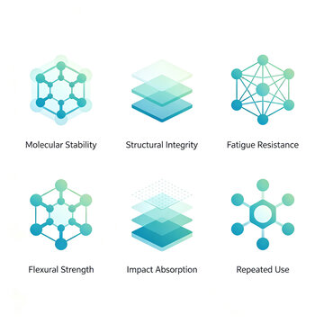 Gradient molecular structure three-dimensional icon, representing molecular stability, strong and fatigue resistant structure, suitable for introducing polymer material products.
