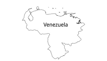 Venezuela country map outline with name for south america geography education. © Jones