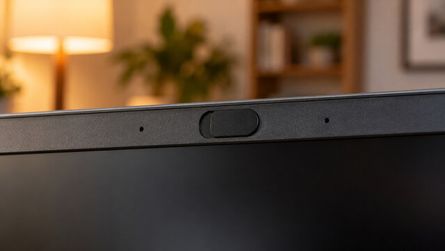 Mechanischer Sichtschutz vor einer Laptopkamera