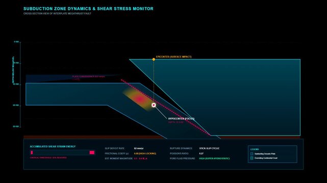 Subduction Zone Dynamics and Earthquake Shear Stress Monitoring System Interface Animation