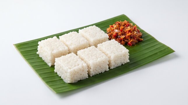 Kiribath is traditionally made with rice and coconut milk and is commonly served with lunu miris, so these terms are suitable for accurately describing the image