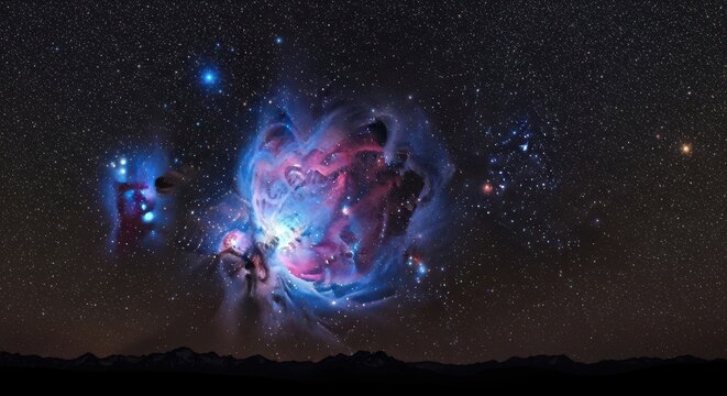 Cosmic nebula emission in the orion constellation