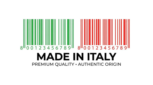 Made in italy label with barcode and colors
