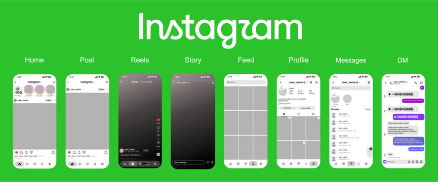 New 2026 instagram icon post frame user interface mockup template carousel layout vector illustration