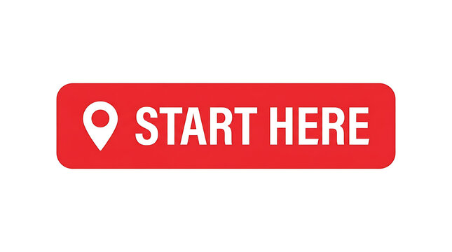 Red button with map icon and start text