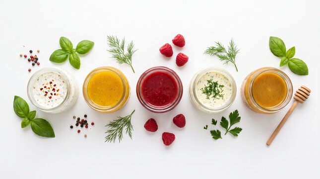 Assorted herbal teas and ingredients in small bowls