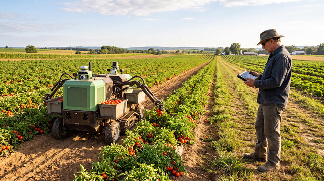 Autonomous robot harvesting crops in a field