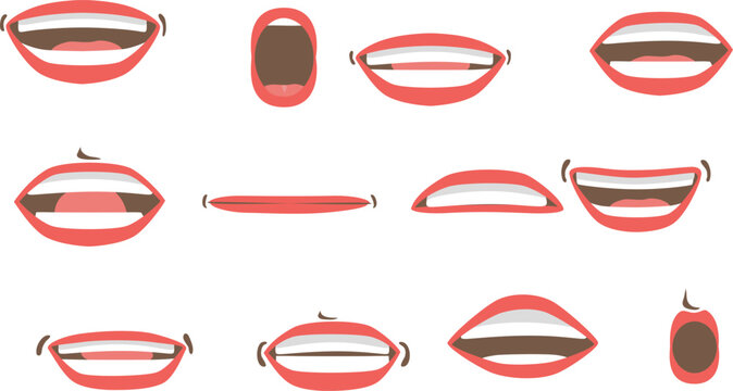 Mouth lip sync phonemes set for character animation, mouth expressions collection vector illustration
Cartoon mouth expressions and lip sync phonemes pack for character design vector
Mouth shapes set 