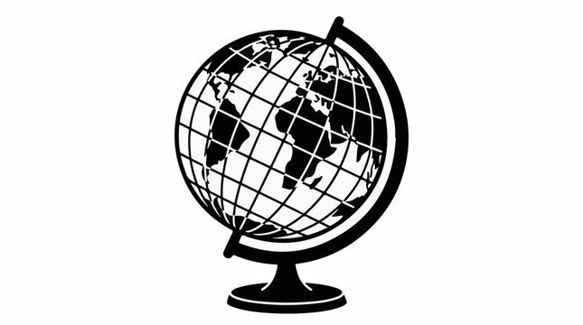 Black silhouette of a world globe on a stand