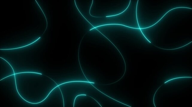 Thin neon line wavy abstract vector background, curve wave seamless pattern, line art striped graphic template, vector illustration in motion graphics animation 4k video.