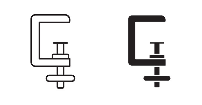 clamp icon in black stroke and fill