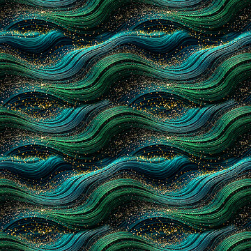 Abstract cosmic wave pattern seamless background with glitter