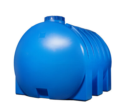 Large blue storage tank used for water or liquid storage