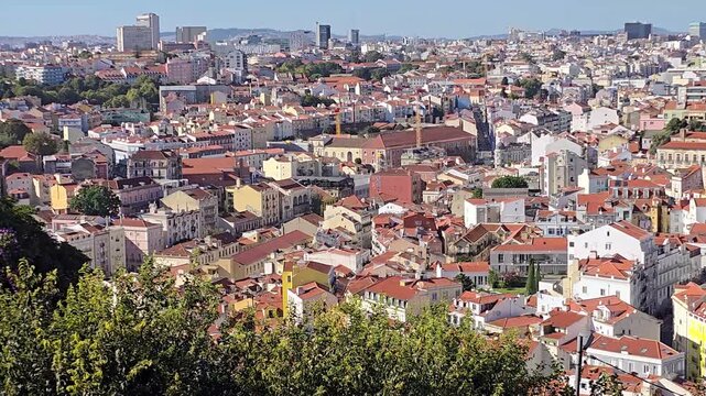 Panoramic view over downtown Lisbon, Portugal