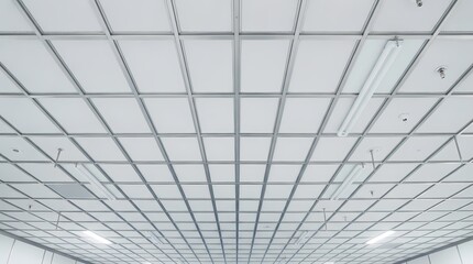 Obraz premium Cleanroom ceiling grid system integrated with HEPA filter modules and lighting