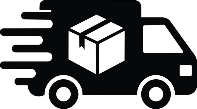 Professional Express Delivery Van Icon Fast Parcel Shipping Courier Logistics Transportation Service Illustration