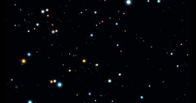 Small glowing stars and celestial points drifting in deep dark space universe galaxy astronomy