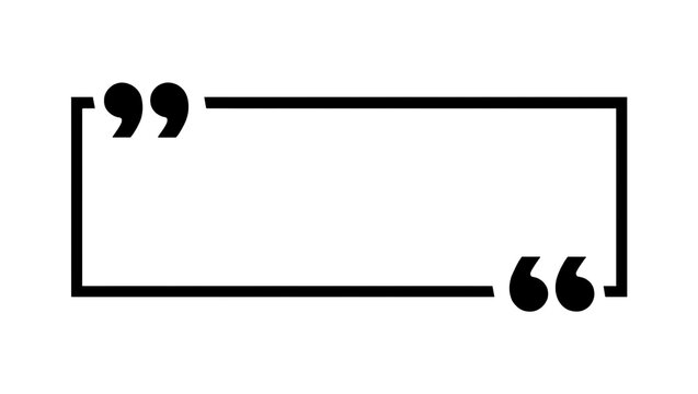 Black quotation marks framing empty rectangular space, isolated on transparent background