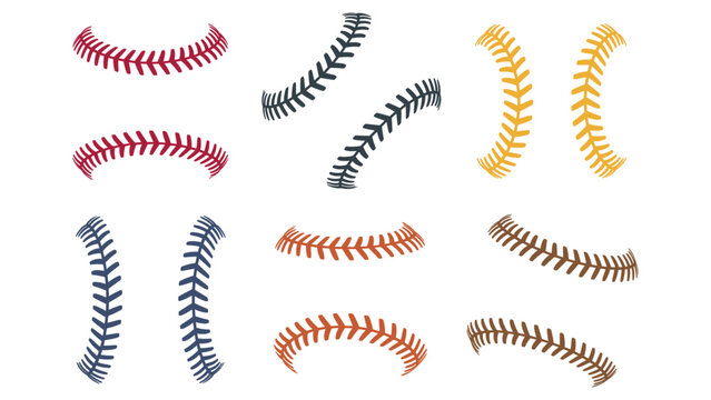 Colorful baseball leather ball stitching patterns for design assets.