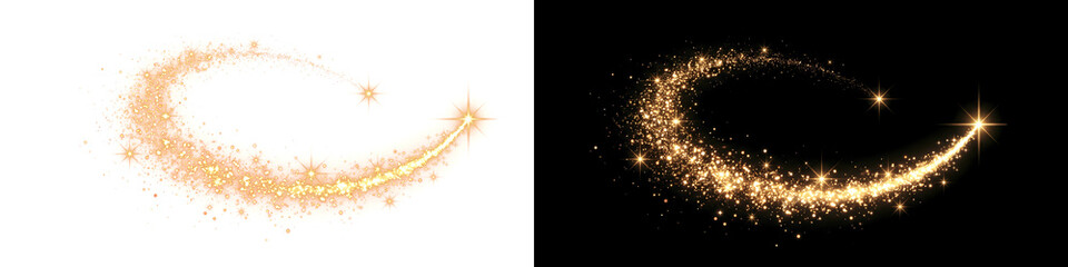 Magical Fairy Dust Spiral and Glowing Shooting Star for Festive Celebration Concepts © mashiur