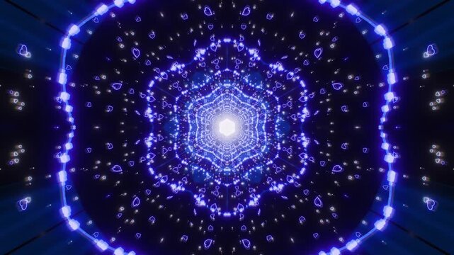 Heart Reactor Particle Tunnel Blue Kaleidoscope 4K Seamless Sci-Fi VJ Loop