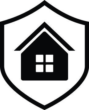 Home insurance icon set. house security, property protection shield symbols. Home icons with shield sign vector. building safety, housing mortgages icons