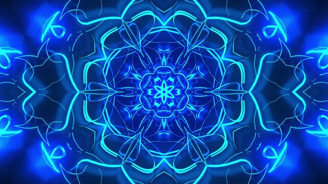 Cool Blue Neon Psychedelic Warp Tunnel Kaleidoscope 4K Seamless VJ Loop