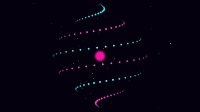 A stunning holographic representation of a science fiction baby. A glowing pink genesis seed beats like a heart inside a massive 3D double helix DNA cage made of 200 glowing neon particles
