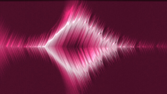 Abstract pink audio soundwave background. Glowing magenta equalizer ray texture. Futuristic pink energy frequency wallpaper.