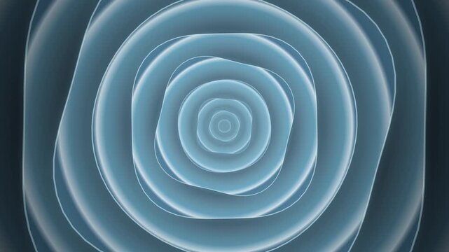 Concentric rings rotate within a translucent blue crystalline structure crystal circles spiral rotation rotating structure geometric pattern abstract loop seamless tunnel passage depth