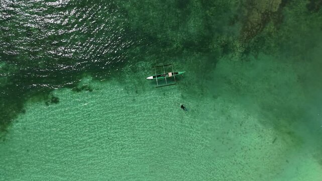 El Nido, Jade Boat fisherman, Coron Hill, Philippines. Aerial View. Video