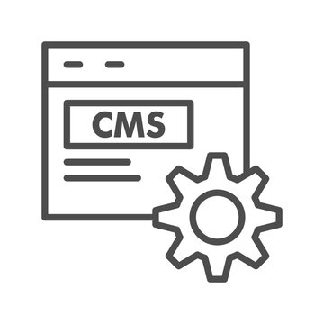 CMS outline icon, suitable for website management, content publishing, blog management, page editing, and digital content organization. Vector illustration