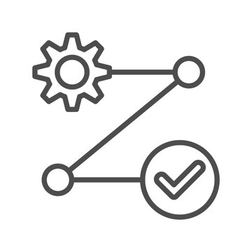 Value stream mapping outline icon, suitable for workflow analysis, process mapping, waste reduction, lean management, and process optimization. Vector illustration