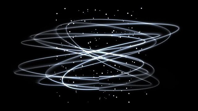 Glowing ribbon spirals and twists across a dark background creating an abstract looping animation spiral twist loop luminescent fluid motion animation dynamic energy