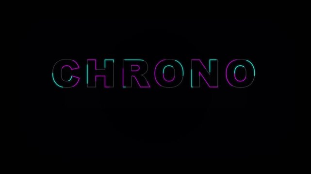 Chrono Word Neon Sign Animation on Black Background