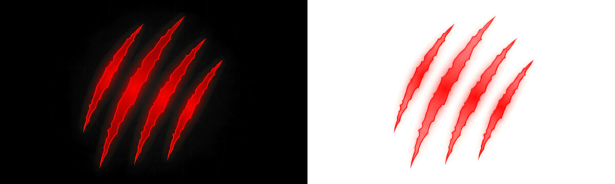 Red claw marks isolated on transparent background
