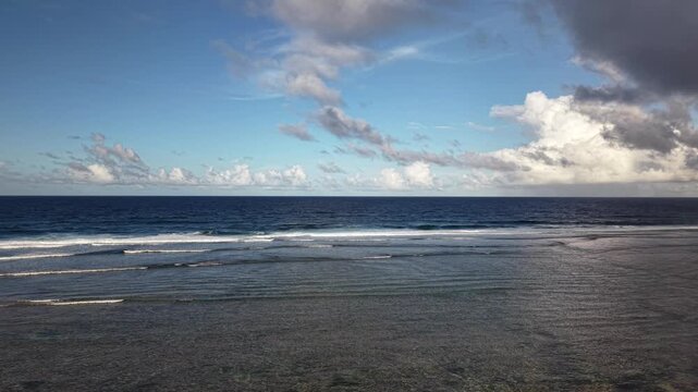 Siargao, Pacifico, Beach Projection clouds, Philippines. Aerial View. Video