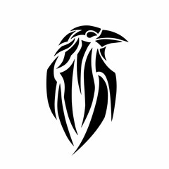 Fototapeta premium Minimalist black tribal crow silhouette isolated on a white background for graphic design