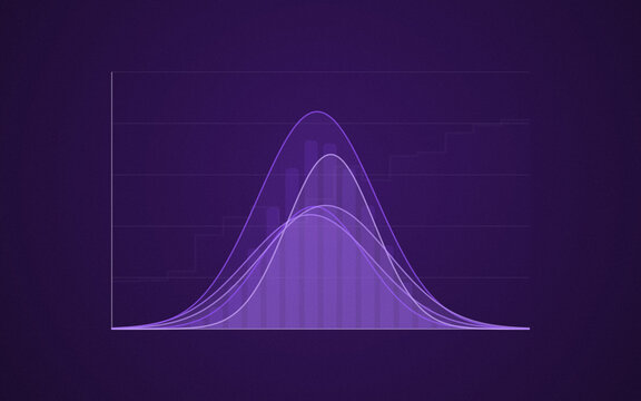 Overlapping probability distribution curves in violet shades for scientific and statistical research.