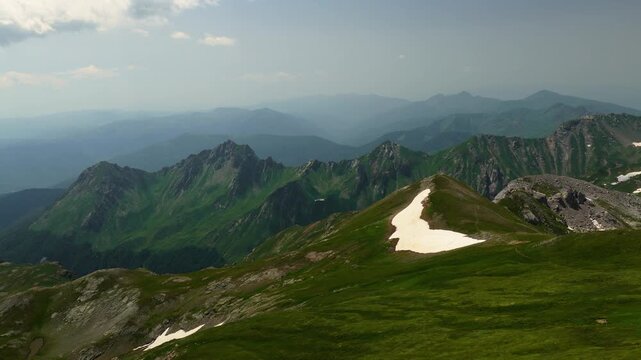 Drone Pull Away Over Mount Korab Alpine Ridge in North Macedonia