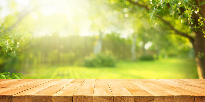 Selective focus.Rustic wood counter top.For decoration design