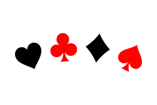 Playing card symbol suits curve upward for game articles