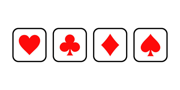 Card symbol sit in rounded frames for game interfaces