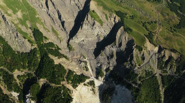 Aerial View of Eroded Mountain Ravines in Kastriot Albania
